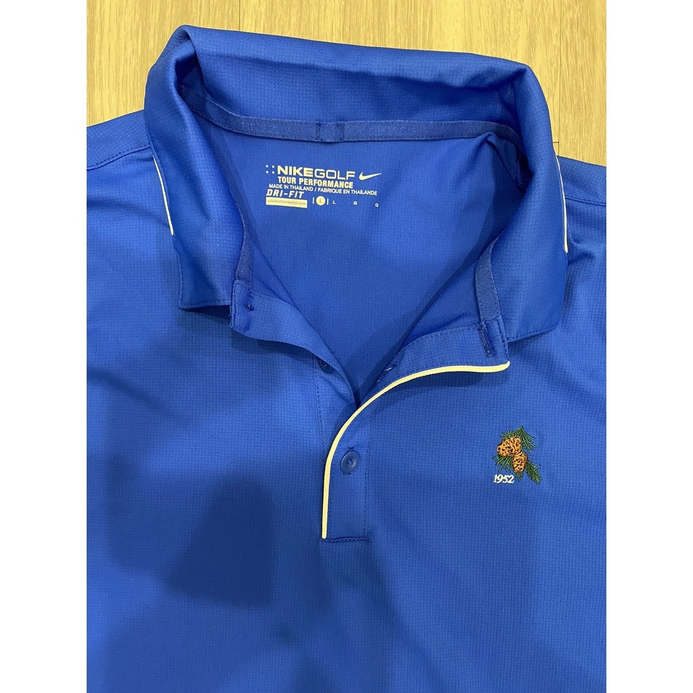 Nike Golf Tour Performance Dri Fit 1952 Polo Shirt Mens Large Blue EUC